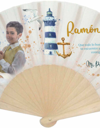 Abanico personalizado con foto faro y ancla