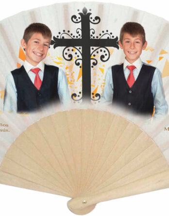 Abanico personalizado con foto cruz cristiana negra